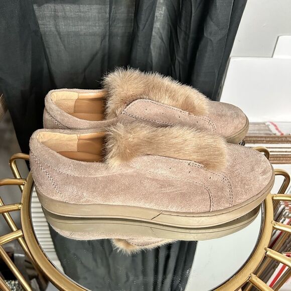 Franco Sarto Faux Fur Slip on Sneakers
